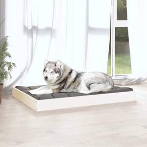 Lit pour chien simple de taille moyenne en bois de pin massif blanc, literie polyvalente pour animaux de compagnie - Product Image 5