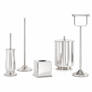 Modern Stainless Steel <b>Bathroom</b> <b>Accessories</b> <b>Set</b> 5 Pieces Silver Chrome Finished Metal Bath <b>Set</b> Vanity Organizer For Hotel Home - Product Image 2