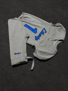 Trinity Liberty Youth Football Jersey Set Gray Blue Embroidery V-<b>Neck</b> Short Sleeve Moisture Wicking American Football Uniforms - Product Image 5