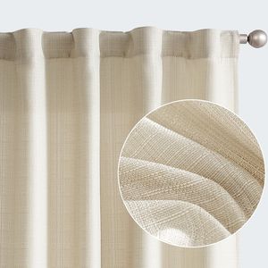 Tende in Lino Testurizzato Beige Mélange da 84 Pollici con Tessitura Casual e Linguette Filtranti la Luce per Soggiorno - Product Image 3