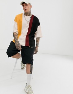เสื้อยืดคอกลมโอเวอร์ไซส์ผู้ชาย แขนยาว แต่งขอบตัดสี สไตล์สตรีท ลายถักแบบคัลเลอร์บล็อก - Product Image 2
