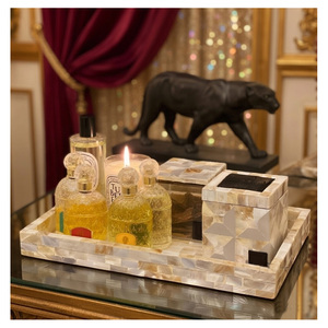 Elegante y Duradero Juego de Bandeja Quemadora de Bakhoor con Incrustaciones de Nácar Árabe, Ecológico, Premium, Refinado, con Caja de Resina y Madera MOP - Product Image 1