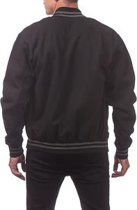 Custom Unisex Varsity <b>Baseball</b> <b>Bomber</b> <b>Jacket</b> College Letterman Wool Sleeves Stand Collar Featuring Front Logo Geometric - Product Image 4