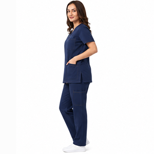 Ensemble d'uniformes médicaux personnalisés pour femmes en tissu tricoté Spandex/Polyester – Haut et pantalon confortables – Service OEM – Vente en gros - Product Image 5