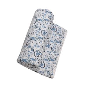 Tela de Algodón Puro 100% con Estampado Floral Indio a Mano, Diseño Carolina y Azul Polvo, Marca Ridhi 2026, para Confección de Edredones, por Metro - Product Image 1