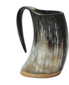Mug en corne de bœuf véritable poli, durable et moderne, avec poignée, idéal pour les fêtes Renaissance, les cadeaux, le cosplay ou la collection de bar. - Product Image 1