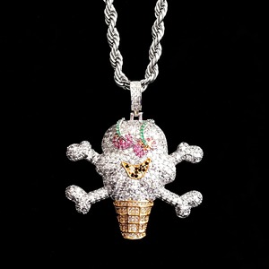 Colgante de Calavera con Moissanita Iced Out, Plata 925 Bañada en Rodio, Collar con Dije Temático Hip Hop, Colgante Bling Personalizado para Raperos, Para Hombre - Product Image 3