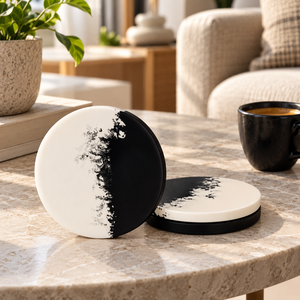 Sous-verres carrés en bois et résine faits à la main, tapis de boisson en résine époxy, accessoires de table en tranches de bois naturel, vente en gros OEM ODM - Product Image 2