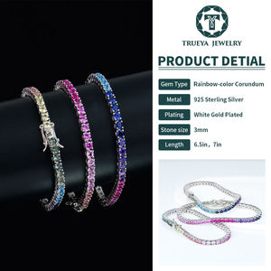 Bracelets Tennis Unisexe de Luxe AMBER JEWELS en Or Massif 10K et Plaqué Or 10K avec Diamants de Laboratoire, Sertissage Griffe, pour Usage Quotidien, Cadeau, Bracelets Joncs - Product Image 2