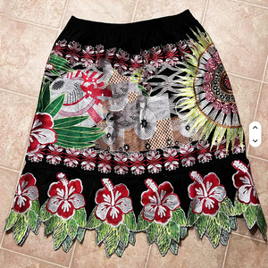 Women Vintage <b>Summer</b> Casual <b>Knee</b>-<b>Length</b> Ball Gown <b>Skirt</b> Cotton Embroidery Anti-Bacterial Eco-Friendly - Product Image 6