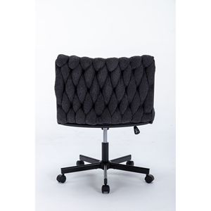 Modern Armless <b>Desk</b> Chair with Criss Cross Leg Wide Seat Home Office Work Meditation Wheels Included for Office Environment - Product Image 5