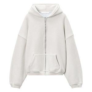 Sudadera con capucha de lana con cremallera personalizada Unisex colección 2025 Boxy Drop Shoulder grueso de gran tamaño cremallera completa para hombres y mujeres de talla grande invierno - Product Image 4