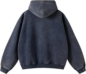 Sudadera con capucha de algodón para mujer, personalizada, con doble cremallera, extragrande, de forro polar grueso, con lavado ácido y efecto vintage desgastado - Product Image 2