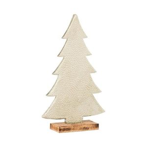 Metal Christmas Tree Tabletop Decor <b>Silver</b> Pine Tree Showpiece Modern Xmas Tree Figurine With Wooden Base - Product Image 3