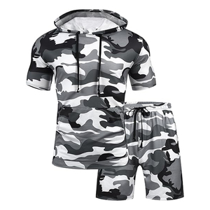 Conjunto de Sudadera con Capucha y Pantalones Cortos Grises para Hombre, Ropa Deportiva Informal y Cómoda para Verano, para Entrenamiento en el Gimnasio y Uso Diario - Product Image 6