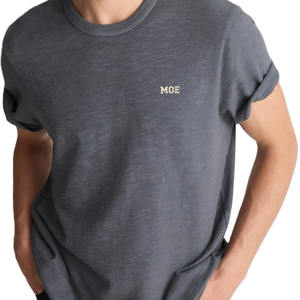 T-shirts en coton à col rond pour hommes, logo brodé minimaliste, coupe classique, production sous marque privée - Product Image 2