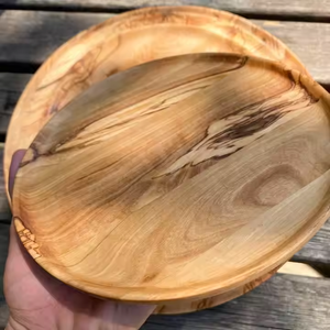 Platos Redondos de Madera Clásicos Hechos a Mano, Juego de Vajilla Ecológica de Grado Alimenticio de 6-10 Piezas - Product Image 3