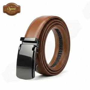 Cinturón de Cuero Vacuno Genuino de Primera Calidad con Hebilla de Aleación y Cierre Automático – Cinturón de 3.5CM para Hombre, Estilo Casual y de Negocios - Product Image 3