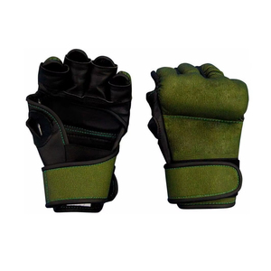 ถุงมือฝึกศิลปะการต่อสู้ครึ่งนิ้ว ยี่ห้อ Rahsal Industries ทำจากหนังเทียม ปิดข้อมือได้ สีเขียว-ดำ สำหรับผู้ใหญ่ ใช้สำหรับชกมวย - Product Image 3