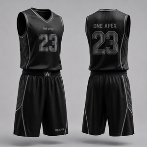 Ensemble de maillots et shorts de basketball noirs personnalisés pour hommes, réversibles, respirants, à séchage rapide, vêtements de sport d'équipe, OEM ODM, vente en gros - Product Image 1