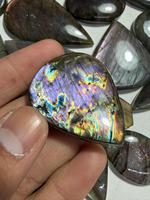 Cabochon de labradorite violette de haute qualité, pierre précieuse naturelle avec jeu de couleurs, taille libre pour la fabrication de bijoux, prix de gros BU GEMS