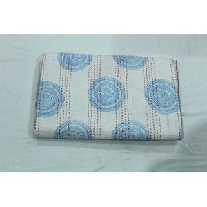 Personalized Use <b>Indian</b> Kantha Bedspread & <b>Quilt</b> Handmade Printed Cotton Washable Soft Eco-Friendly Housewarming Gift - Product Image 3