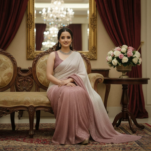 Chemise en soie de qualité supérieure avec broderie de paillettes sur toute la surface |   Nouvelle collection de vêtements de fête, de cérémonie et de mariage pour femmes - Product Image 4