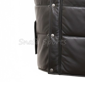 เสื้อกั๊กหนังสีดำสำหรับผู้ชายเสื้อกั๊กลำลองหนังแท้คุณภาพดีอินเทรนด์ - Product Image 4