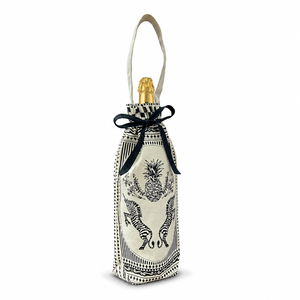 Sac cadeau pour bouteille de vin en coton non laminé 220 GSM avec fermeture à cordon 15,5x32x6 cm, logo personnalisé, emballage imprimé en gros - Product Image 4