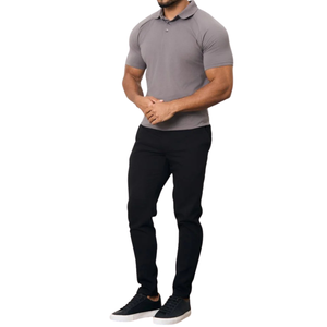 Athletic Muscle Fit <b>Men</b> Solid Knitted Breathable 100% Cotton <b>Stretch</b> Performance Short Sleeve Collared <b>Shirt</b> Casual Sport ODM - Product Image 6