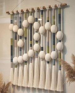 Tapisserie murale artisanale Capricorne en macramé à franges sphériques, symboles du zodiaque, décoration de luxe pour chambre à coucher, cadeau - Product Image 3