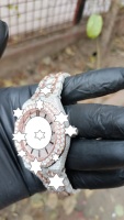 Montre de luxe unisexe en acier inoxydable NYC DIAMOND EMPIRE, cadran en verre analogique mécanique, cadran rond de 41 mm, bouton poussoir, fermoir caché