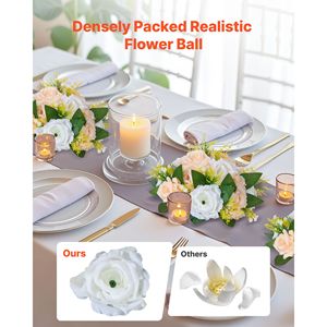 Centrotavola per Matrimonio, 10 Sfere di Fiori Artificiali, Composizione di Rose Diametro 9,5 Pollici, Set da 10 Pezzi - Product Image 2