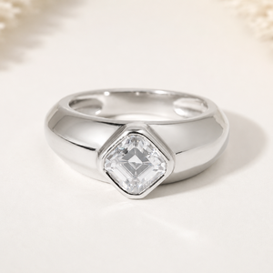 Bague de Fiançailles Minimaliste en Or Massif 10K 14K 18K avec Diamant de Laboratoire Taille Asscher et Moissanite – Vente en Gros - Product Image 2