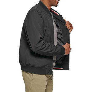 Blouson bomber unisexe en toile noire unie, style streetwear, fermeture éclair, col montant, coupe-vent décontracté pour l'hiver - Product Image 3
