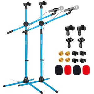 Paire de supports de microphone sur pied universels réglables de 63 pouces avec bras articulé pour 5 microphones - Product Image 1