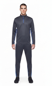 Ensemble de survêtement athlétique deux pièces premium pour homme, haut zippé 1/4, décontracté, 100 % coton, pour le jogging, la gym et le fitness, tenue d'automne - Product Image 4