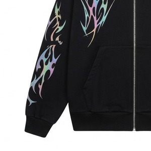 Sweat-shirt à capuche oversize pour homme, imprimé flamme tribale irisée, style streetwear - Product Image 6