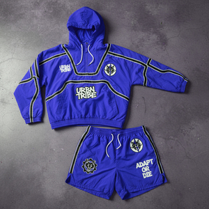 Custom <b>Polyester</b> Zip up Blank Oversized Reflective Waterproof Windproof Nylon Jacket and Short <b>Jogger</b> Sets Nylon Tracksuit Suit - Product Image 6