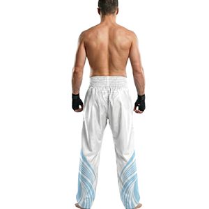 White Geometric Accent Training Boxing <b>Trousers</b> Premium Fabric Athletic Fit Breathable Competition Ready Boxing <b>Trousers</b> - Product Image 2