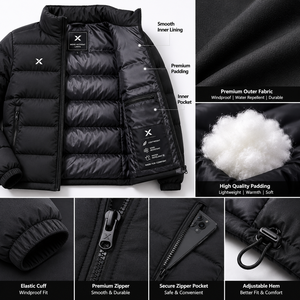 Veste matelassée coupe-vent X Sports City à col montant, isolation premium, doublure intérieure lisse et durable, tissu hydrofuge - Product Image 5