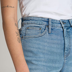 Shorts en jean droits d'été pour femmes, respirants, séchage rapide, taille mi-haute, grandes tailles, logo personnalisé, OEM, vente en gros - Product Image 5