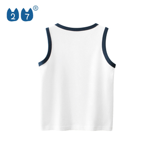 Débardeur en tricot pour homme, blanc, imprimé girafe de dessin animé et voiture de police, col rond, style décontracté, respirant, 100% coton - Product Image 2