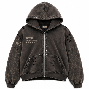Sudadera con Capucha y Cierre de Cremallera Extra Grande para Hombre, Estilo Urbano con Estampado de Camuflaje, Color Marrón, de RTW Industries - Product Image 1