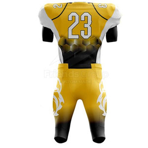 Ensemble d'uniformes de football américain pour hommes, 100% polyester, imprimé par transfert thermique, manches courtes, sangles élastiques, fermeture à boucle, poches latérales - Product Image 6