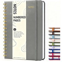 Carnet à spirales numéroté A5 avec sangle élastique, design pour étudiants et bureaux, personnalisable