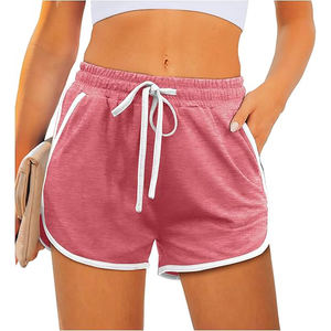Shorts déchirés à bords bruts pour femme, en molleton, taille haute, poches latérales, cordon de serrage, taille élastique, coupe décontractée, tenue décontractée - Product Image 1