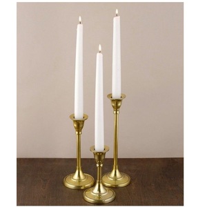Hand Cast <b>Brass</b> Rose Bud Taper Candle <b>Holder</b> Botanical Vine Metal <b>Candlestick</b> with Leaf Sprigs & Petaled Bloom Cup - Product Image 4