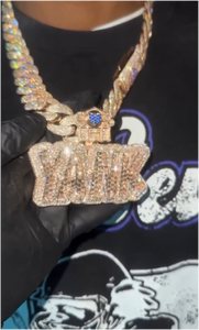 Colgante Personalizado con Letra del Nombre en Moissanita VVS, Estilo Hip Hop, con Diamantes Incrustados, Cadena con Inicial, Joyería Fina - Product Image 4