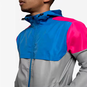 Veste de pluie en polyester doux pour homme, grande taille, coupe-vent respirant et tendance pour la course en extérieur, imperméable et style décontracté - Product Image 2